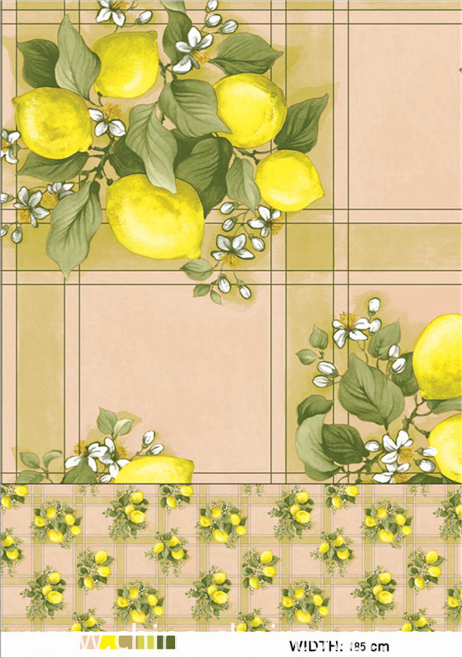New Designed Friendly LFGB Spunlace Backing PVC Printed Tablecloth with Fruit